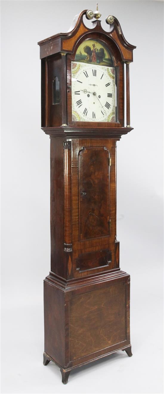 An early 19th century mahogany eight day longcase clock, 6ft 11in.